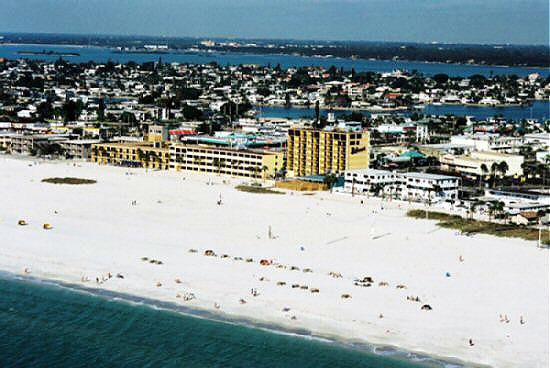 The Bilmar's three yellow buildings have 550 feet of beautiful beach frontage which most of its rooms overlook. 